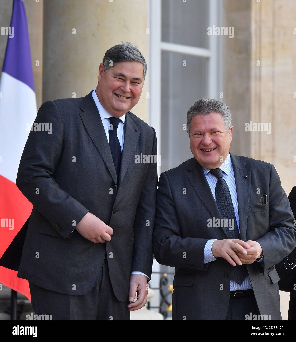 Pierre-Francois Veil and Jean Veil leave at the Simone Veil prize, at 