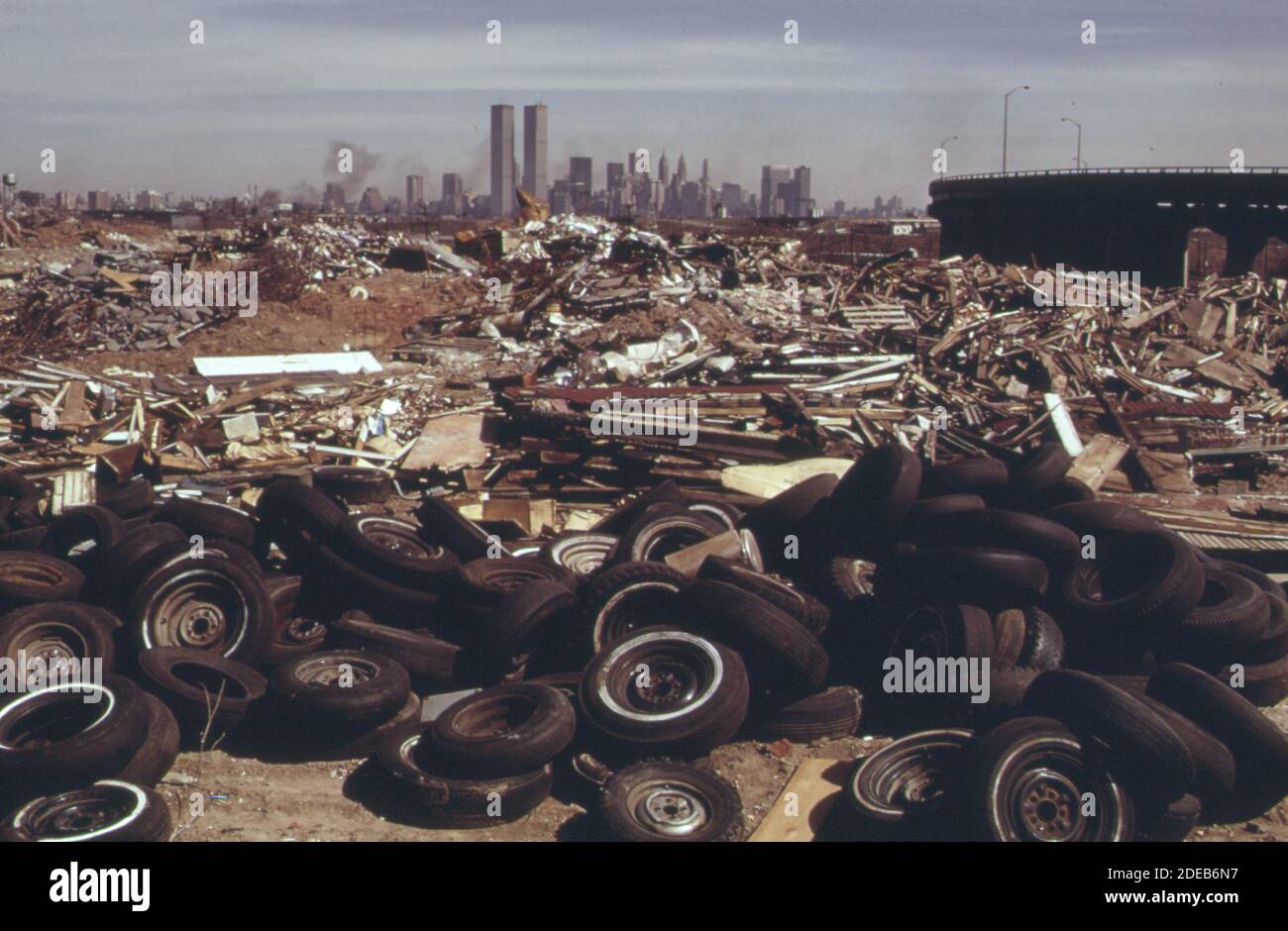 Illegal dumping area just off the new jersey turnpike hires stock