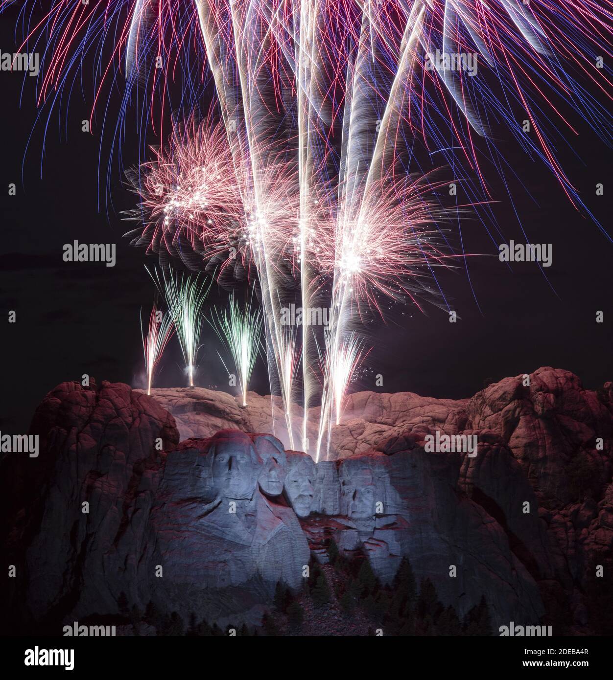 Keystone, United States. 29th Nov, 2020. A fireworks display is performed during a visit by President Donald Trump to Mt.Rushmore National Monument in Keystone, South Dakota, on Friday, July 3, 2020. Trump and first lady Melania Trump headed to South Dakota Friday to watch the first fireworks display at Mount Rushmore National Memorial since 2009. Photo by Bob Strong/UPI Credit: UPI/Alamy Live News Stock Photo