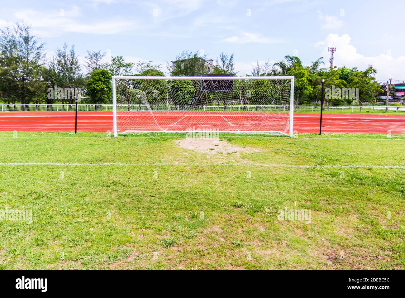 football soccer goals and sky, Sport Stock Photo Alamy
