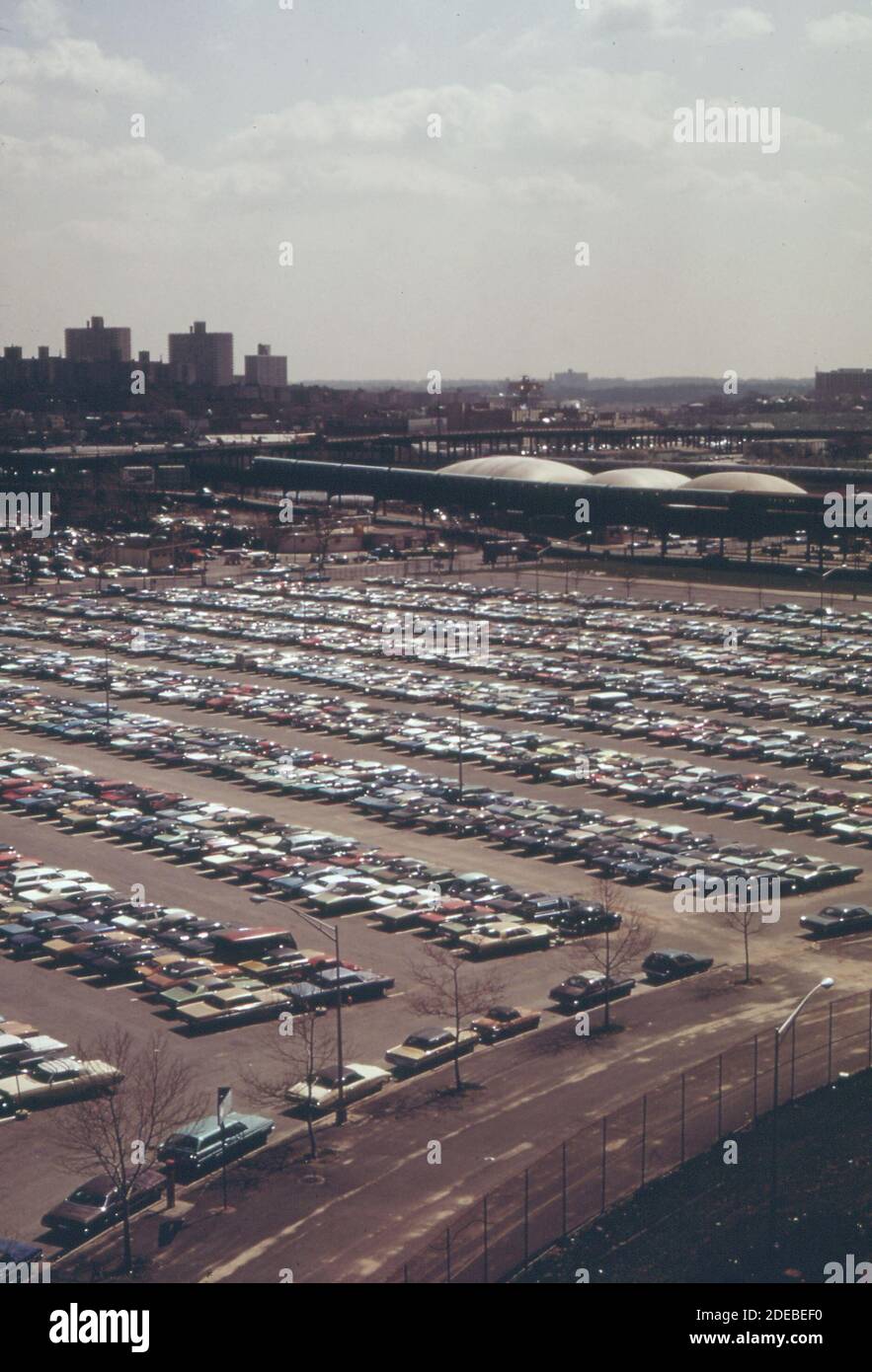 1970s Photo (1973) Rows of commuter cars outside Shea Stadium at