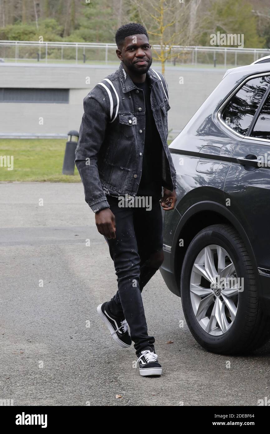 Samuel Umtiti arriving for a training session of the French National soccer  team in Clairefontaine-en-Yvelines, France, on March 18th, 2019. Photo by  Henri Szwarc/ABACAPRESS.COM Stock Photo - Alamy