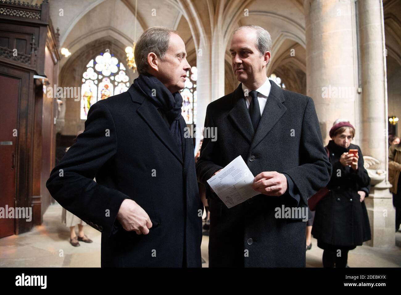Count of Paris, Prince Jean of Orleans and Prince Eudes of Orleans attend  the Mass ' Messe pour le repos de l'ame ' for their father Count of Paris,  Prince Henri d'