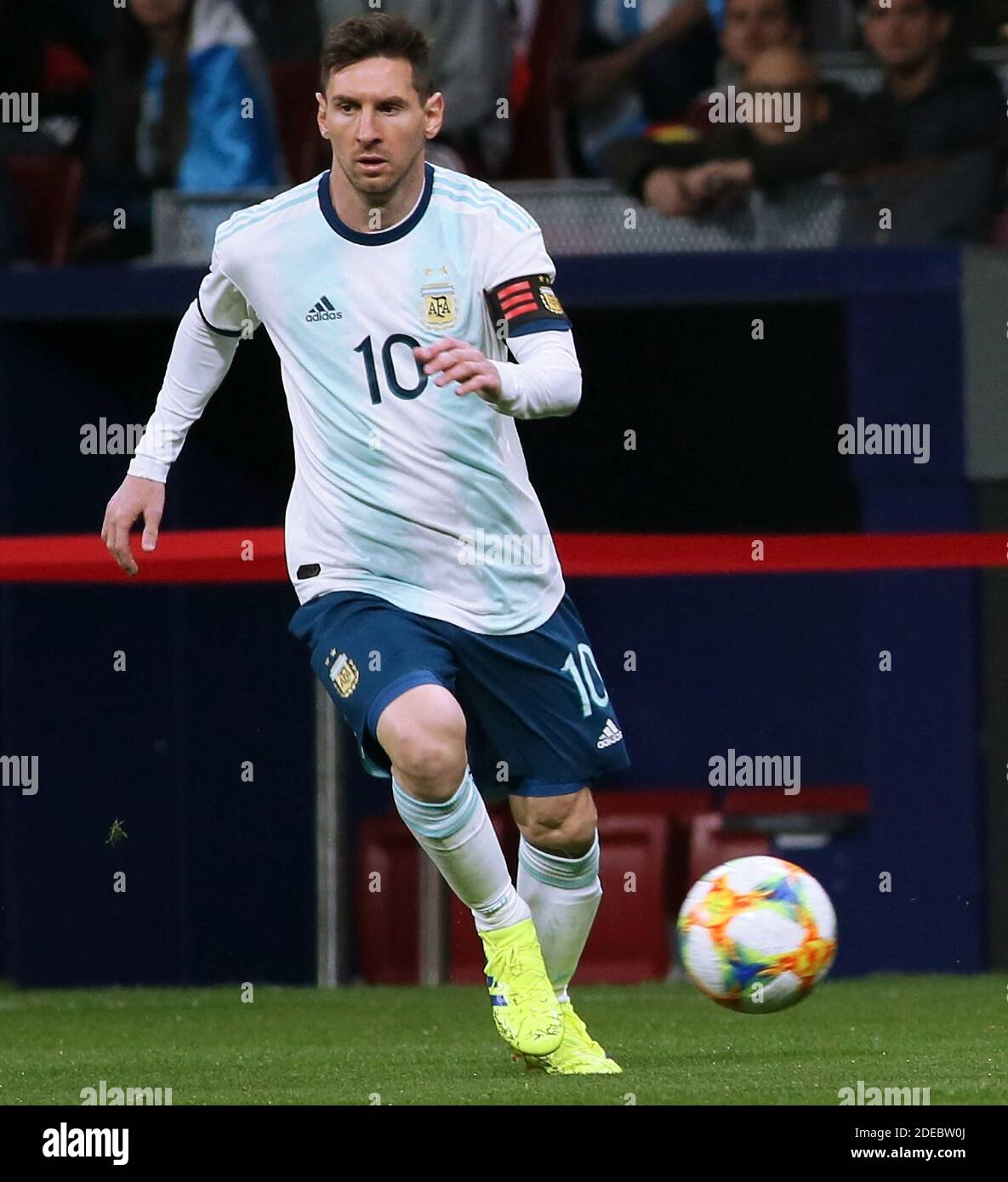 Lionel Messi of Argentina during International Adidas between Argentina and Venezuela at Wanda Metropolitano Stadium, in Madrid, Spain, on March 22, 2019. score Argentina 1 - Venezuela 3).