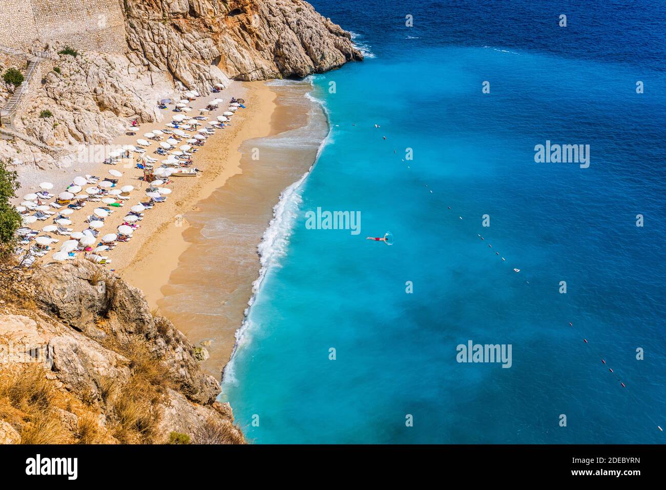 Aerial view of Kaputas Beach in Kas, Kalkan, Antalya, Turkey. Lycian way. Summer and holiday concept Stock Photo