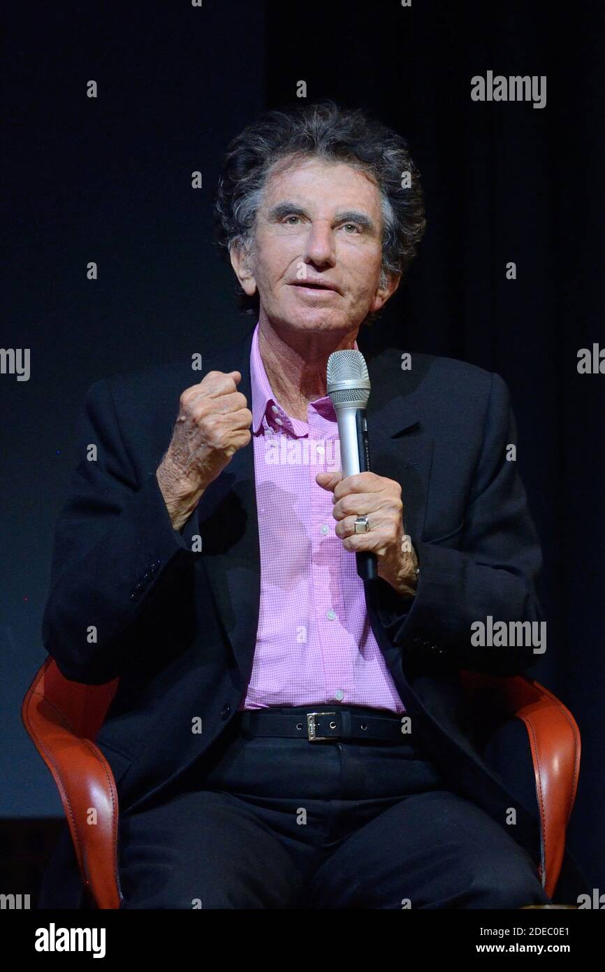 Jack Lang attending the 'JR au Louvre & Le Secret de la Grande Pyramide' : Photographer and artist Jean Rene, aka JR, creates a monumental Piece of Art on the scale of Napoleon Court of the Louvre Museum on March 29, 2019 in Paris, France. As part of the celebrations of the 30th anniversary of the Louvre Pyramid, the street artist JR proposes a giant collage to bring out the Pyramid of the Louvre by revealing the foundations of the Napoleon courtyard where it is erected. Photo by Aurore Marechal/ABACAPRESS.COM Stock Photo