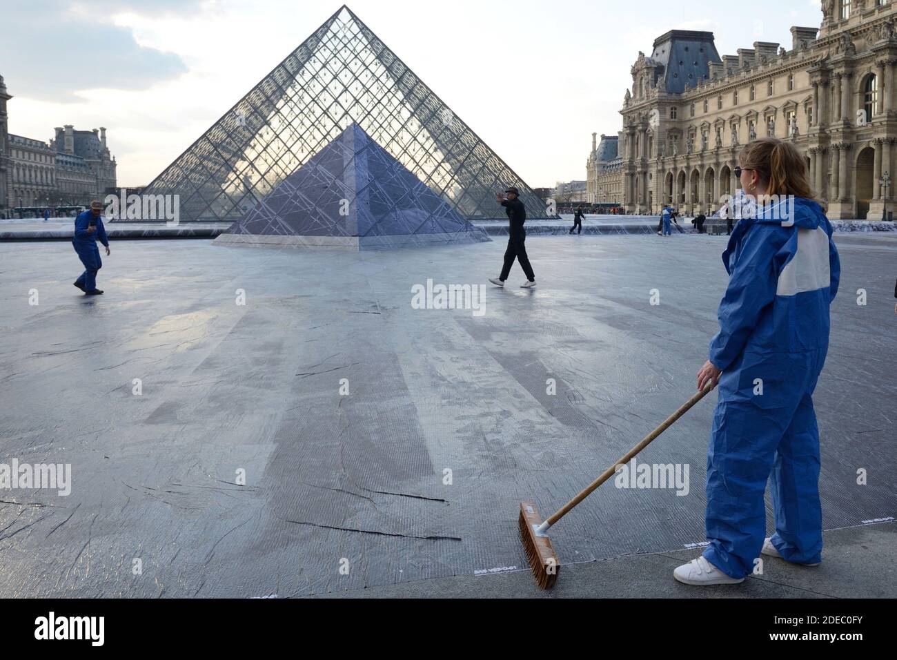 Preparations of the installation of French contemporary artist and ...