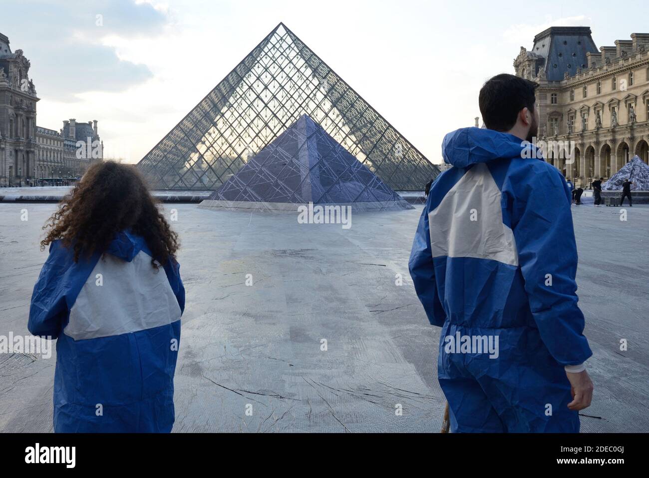 Preparations of the installation of French contemporary artist and ...