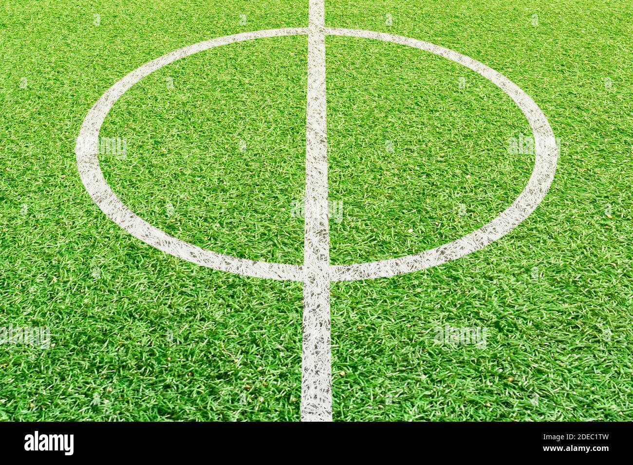Soccer field center with white lines pattern. Side view Stock Photo Alamy