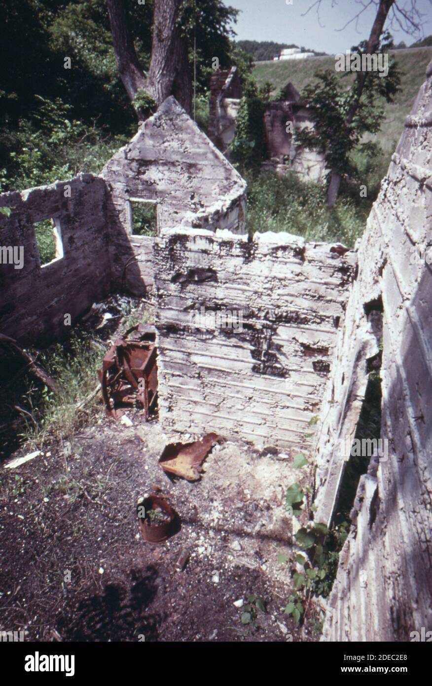 1970s Photos (1973) Abandoned and vandalized tourist cabins by the side of Route 54 at new