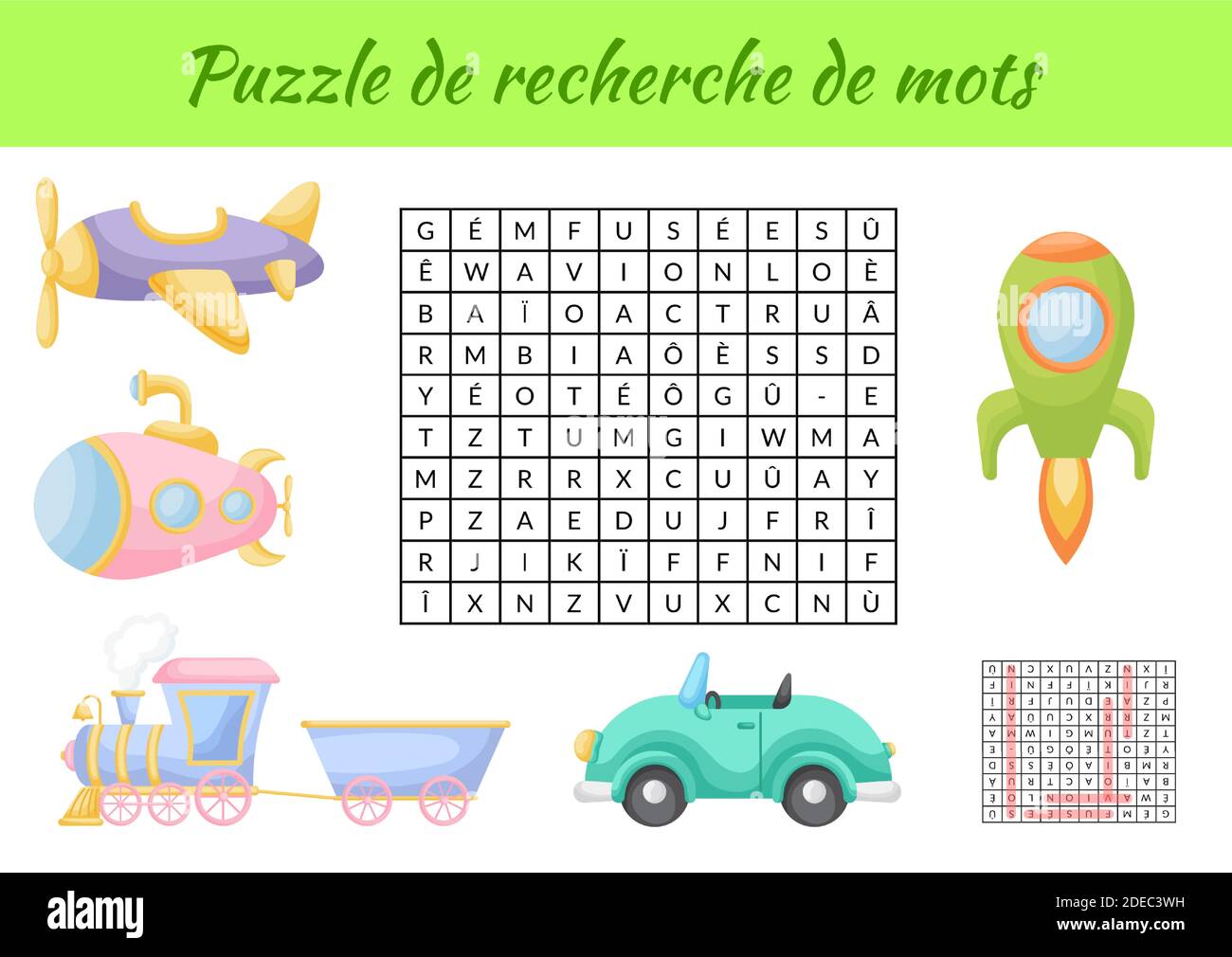 Puzzle de recherche de mots - Word search puzzle with pictures. Educational  game for study French words. Kids activity worksheet Stock Vector Image &  Art - Alamy