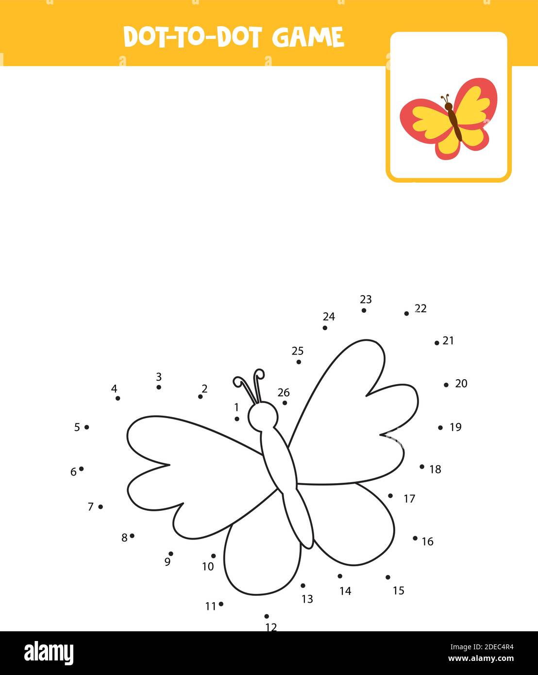 Connect the dots game with cute butterfly Stock Vector Image & Art Alamy