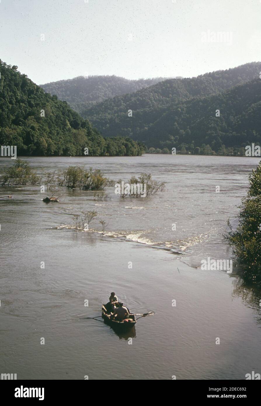 1970s Photo (1973) -  The mouth of the Kanawha River at Gauley Bridge Stock Photo