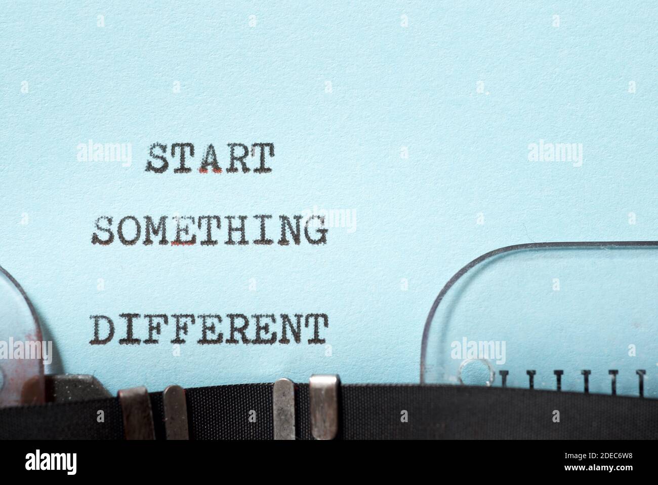 Start something different phrase written with a typewriter Stock Photo ...