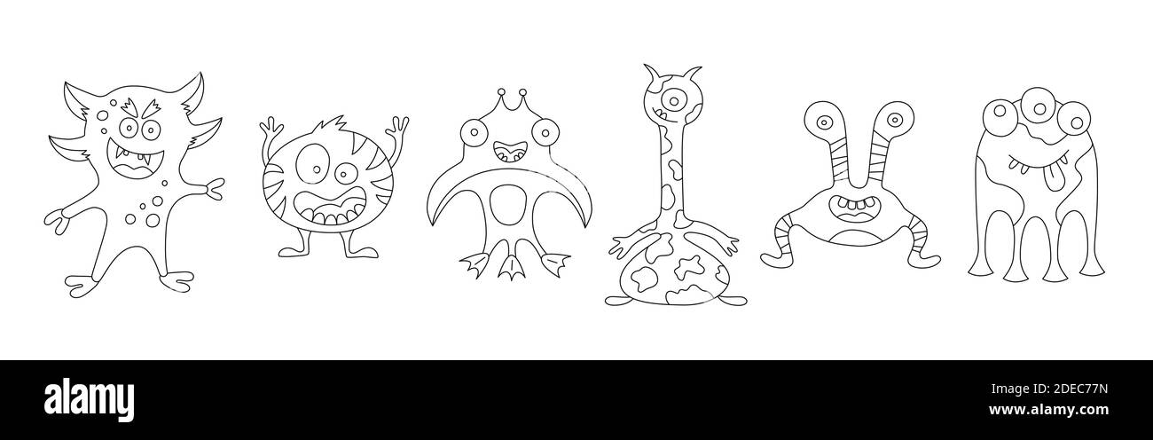 Funny monsters. Set of elements in cartoon style. Vector Stock Vector