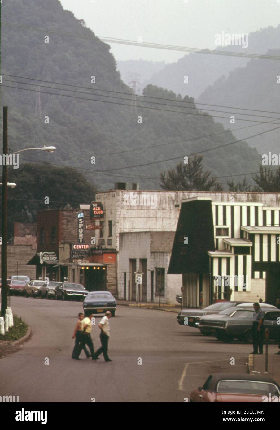 1970s Photo (1973) Evening on Main Street in Smithers WV Stock Photo