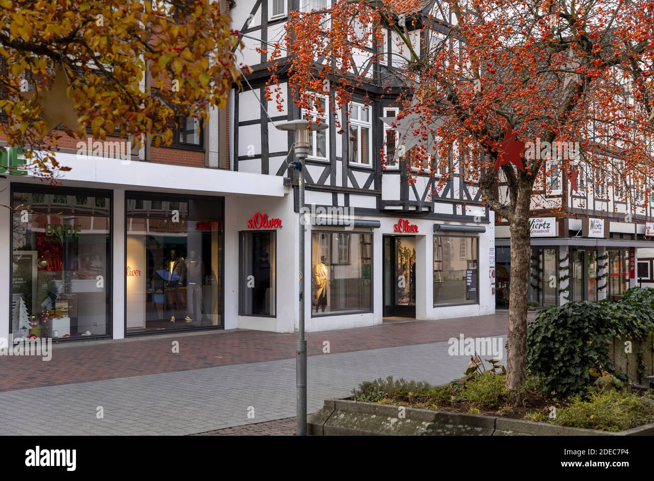 Lower Saxonian city Gifhorn has an old town centre with historical  buildings. Not many people walk the streets on weekends because of corona  pandemic Stock Photo - Alamy