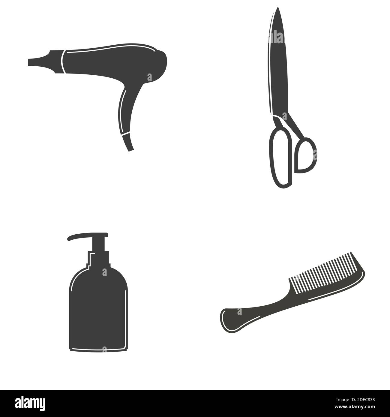 Set of objects on the theme of hair care Stock Vector