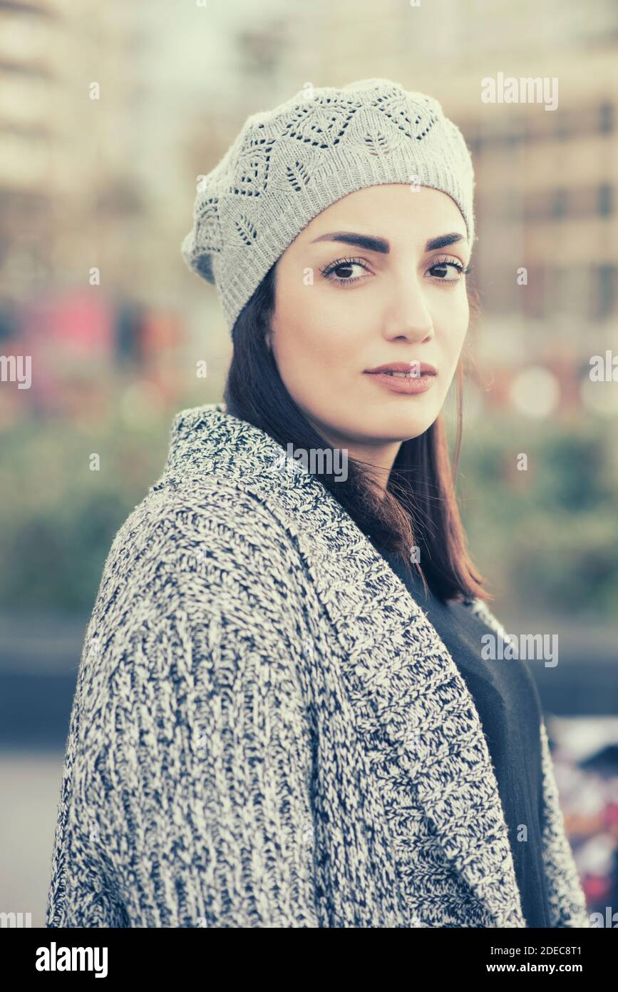 Beautiful 35 years old woman outdoors Stock Photo