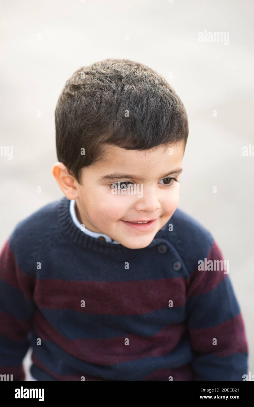 4 years old boy outdoors Stock Photo