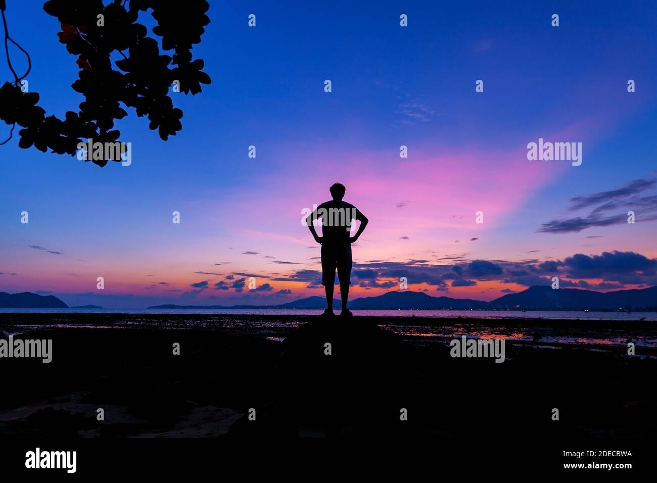 Silhouette of a man with Amazing Beautiful Light of nature Dramatic sky ...