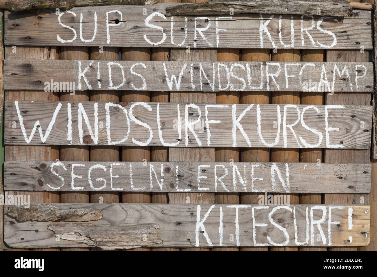 geography / travel, Germany, Schleswig-Holstein, isle Sylt, signboard on the beach of Hörnum, Additional-Rights-Clearance-Info-Not-Available Stock Photo