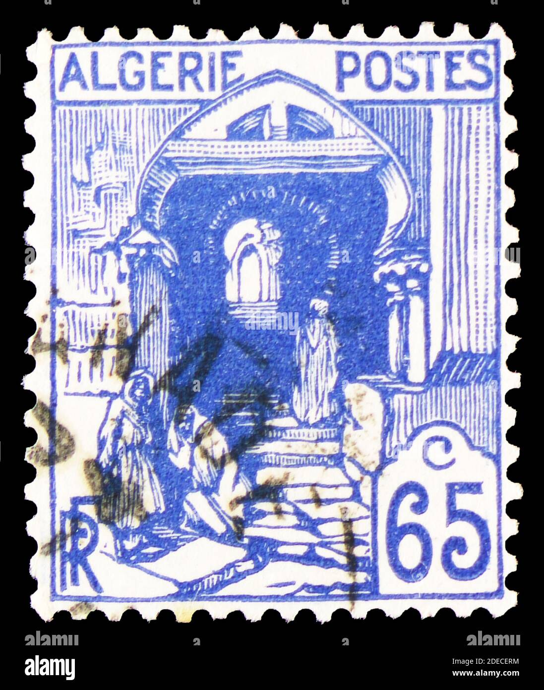 MOSCOW, RUSSIA - OCTOBER 17, 2020: Postage stamp printed in Algeria shows Kasbah Street, Algiers serie, circa 1938 Stock Photo