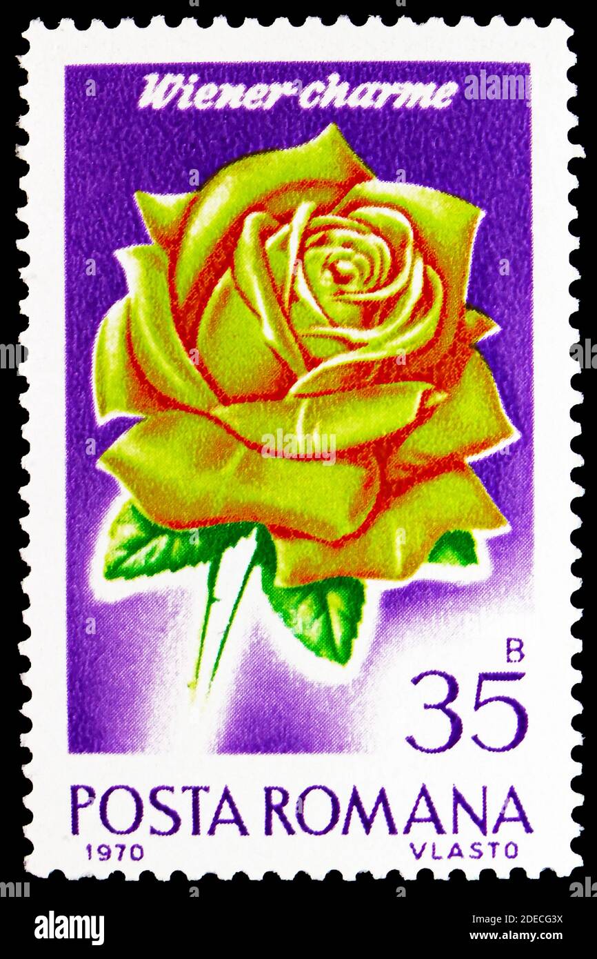 Moscow Russia October 17 Postage Stamp Printed In Romania Shows Vienna Charm Roses Serie Circa 1970 Stock Photo Alamy
