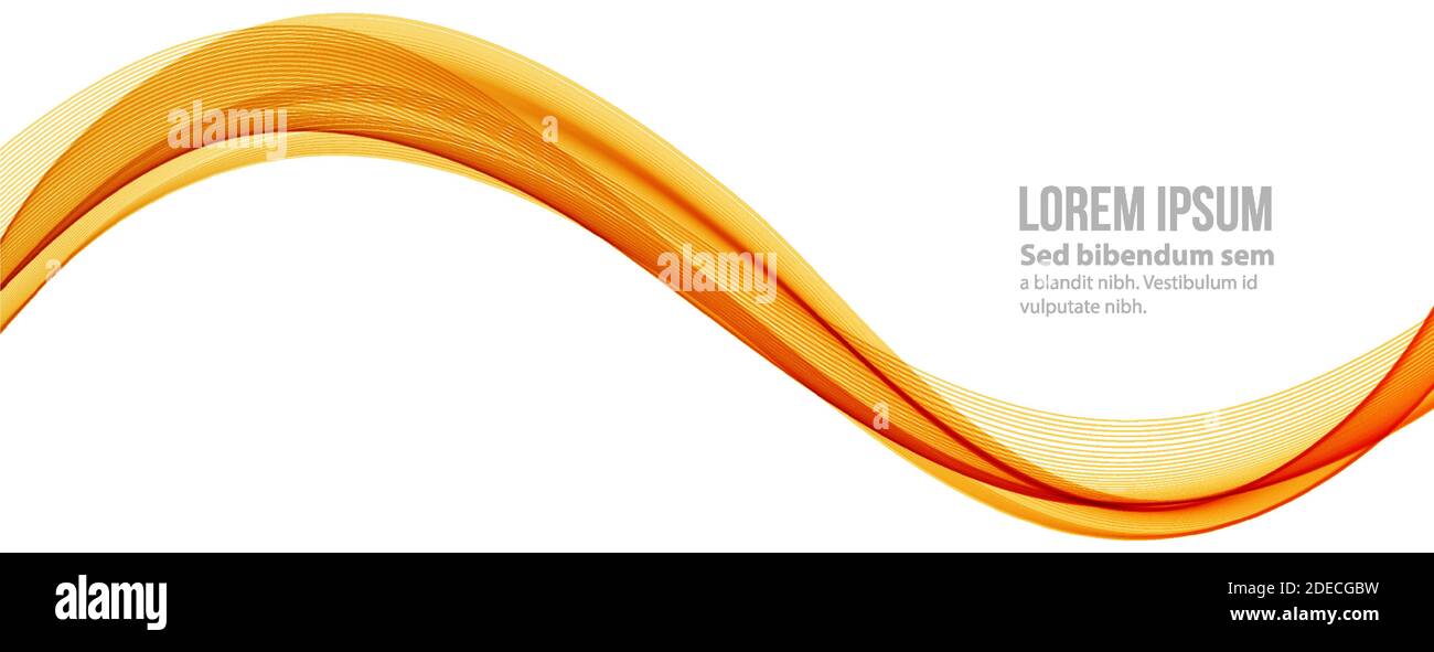 Vector orange abstract wave design element. Smoke lines Stock Vector