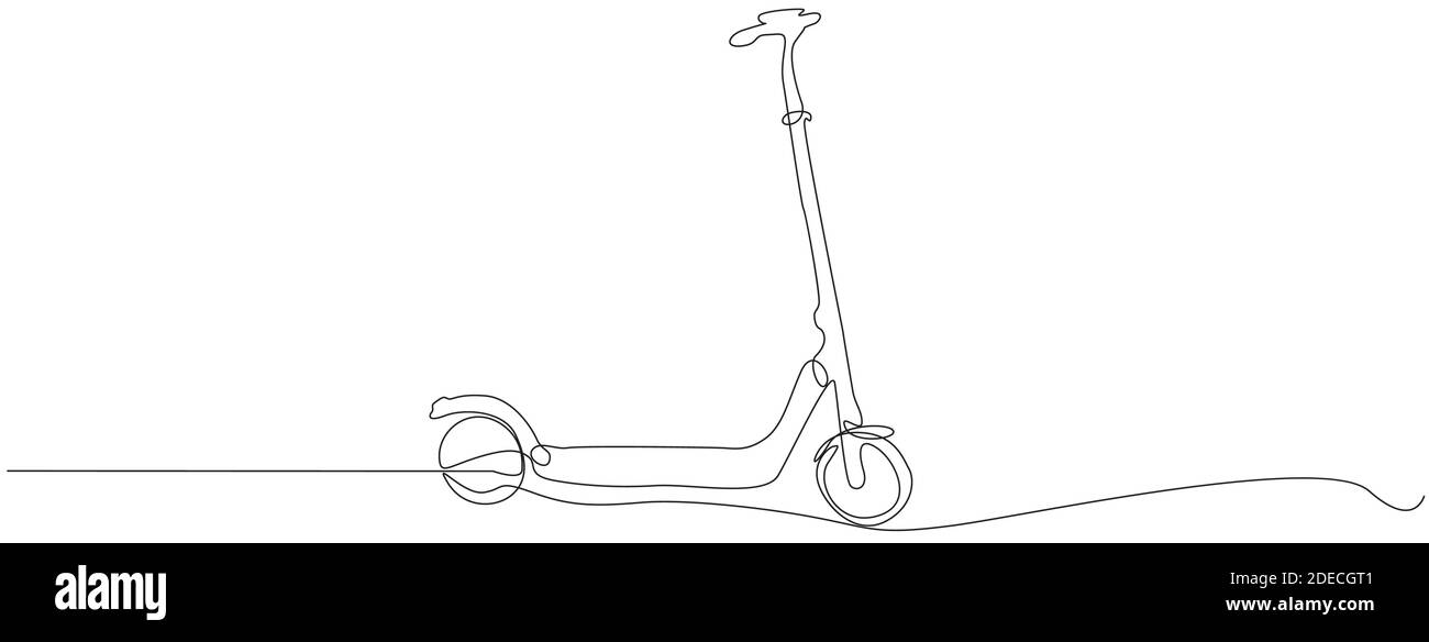 Kick Scooter Line Icon On White Stock Vector