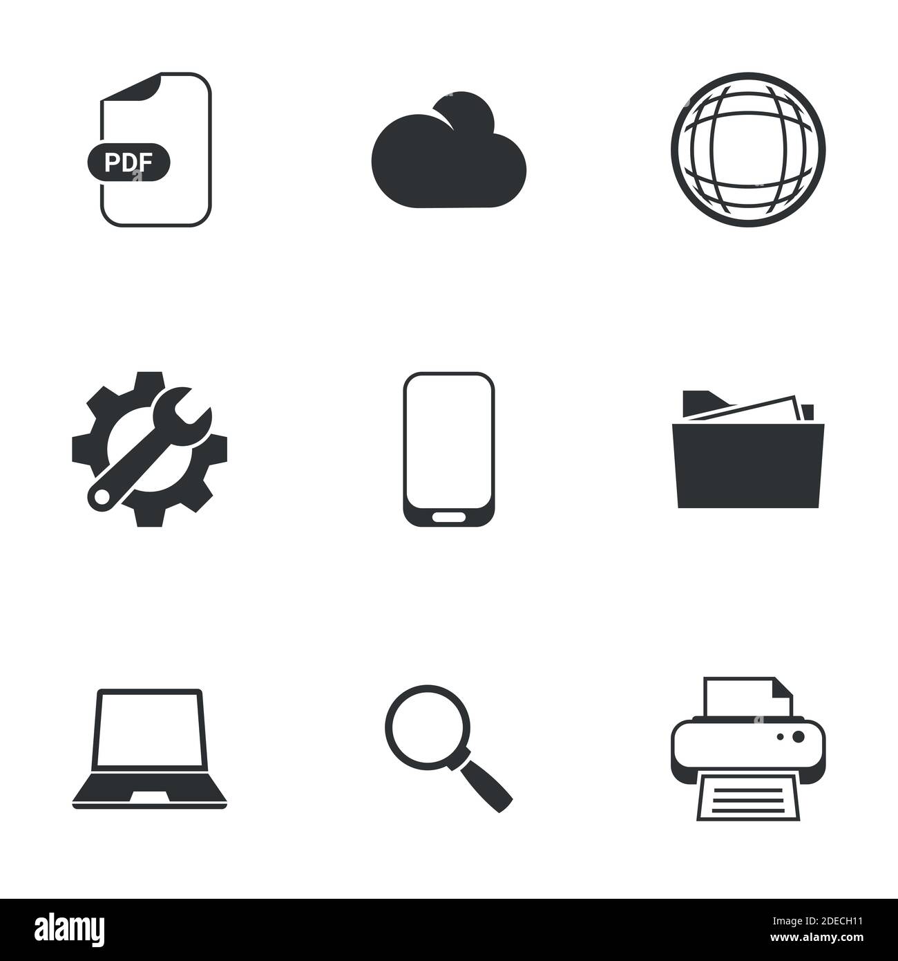 Icons for theme Technology. White background Stock Vector