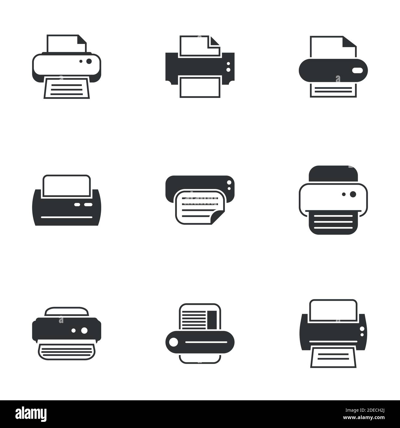Icons for theme Printer. White background Stock Vector