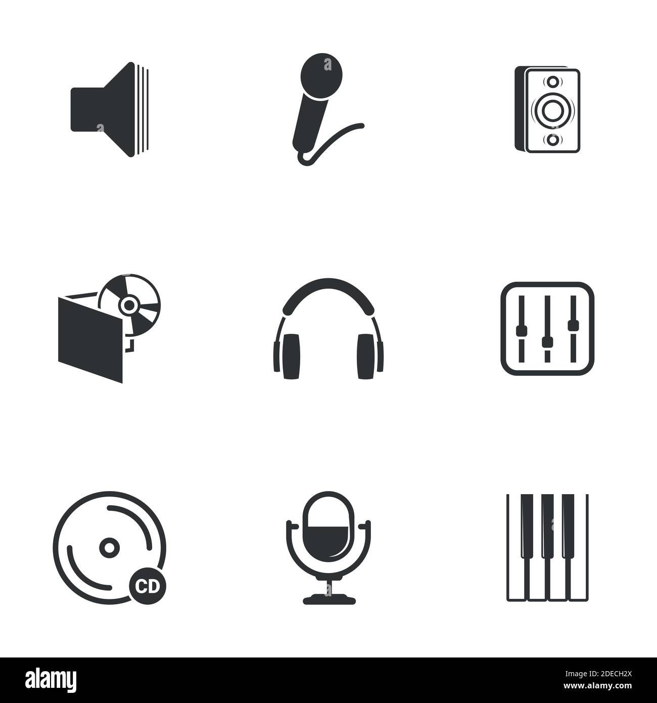 Musical icons on white background Stock Vector