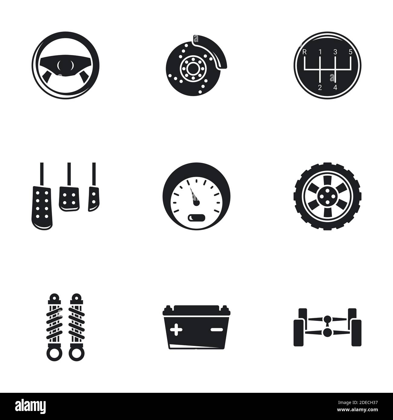 Icons for theme car details. White background Stock Vector