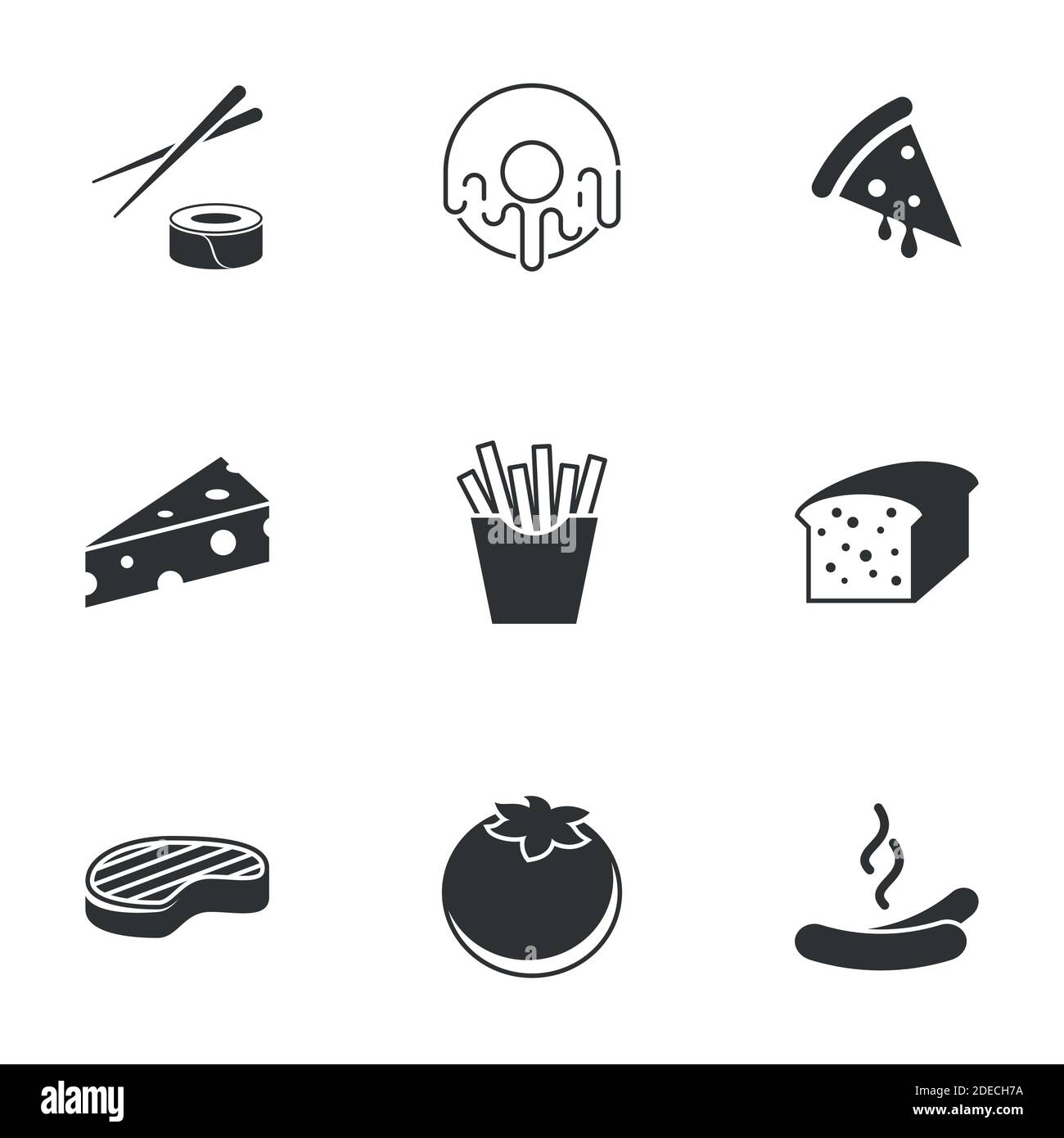 Icons for theme, food. White background Stock Vector