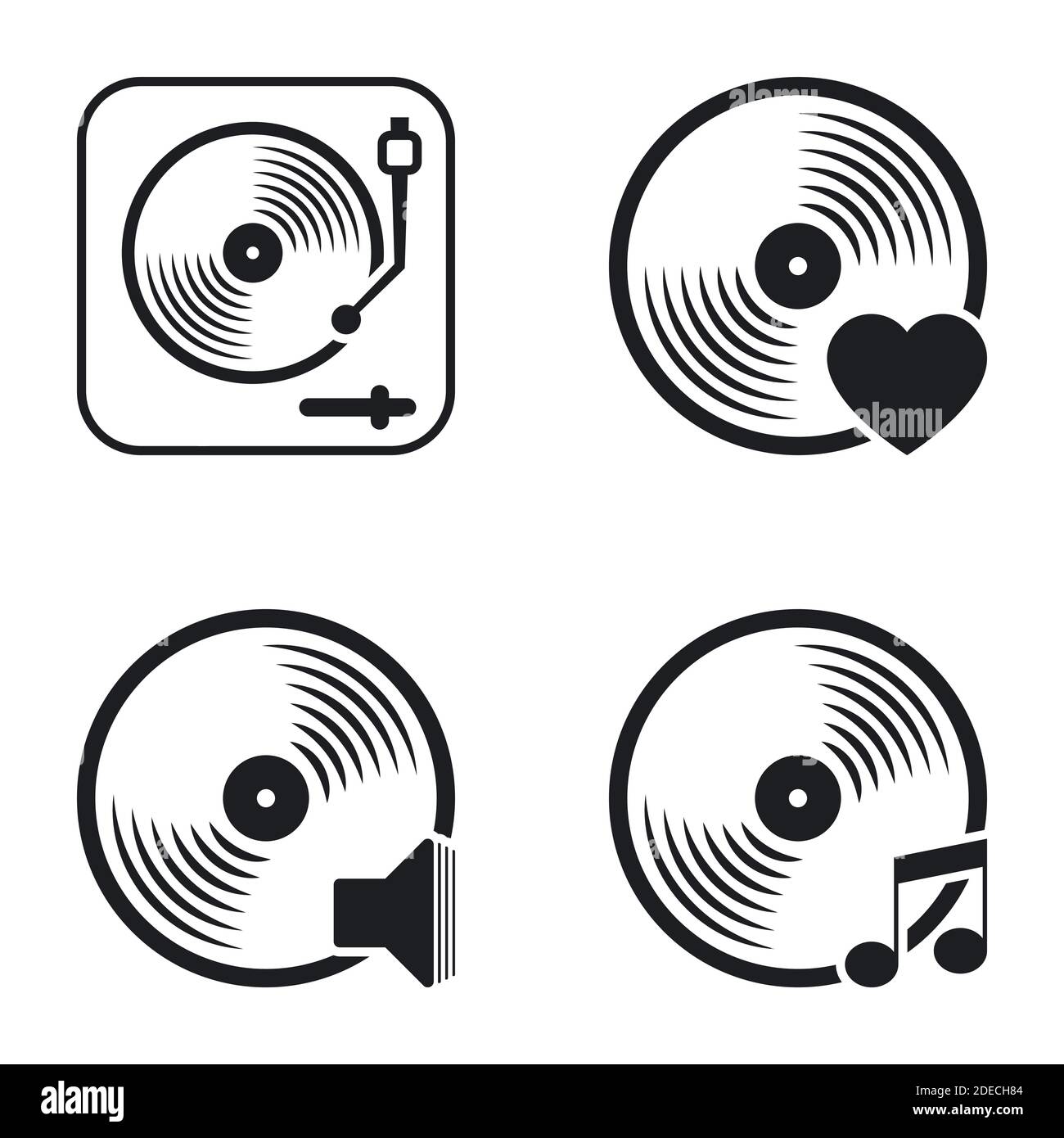 Icons for theme vinyl. White background Stock Vector