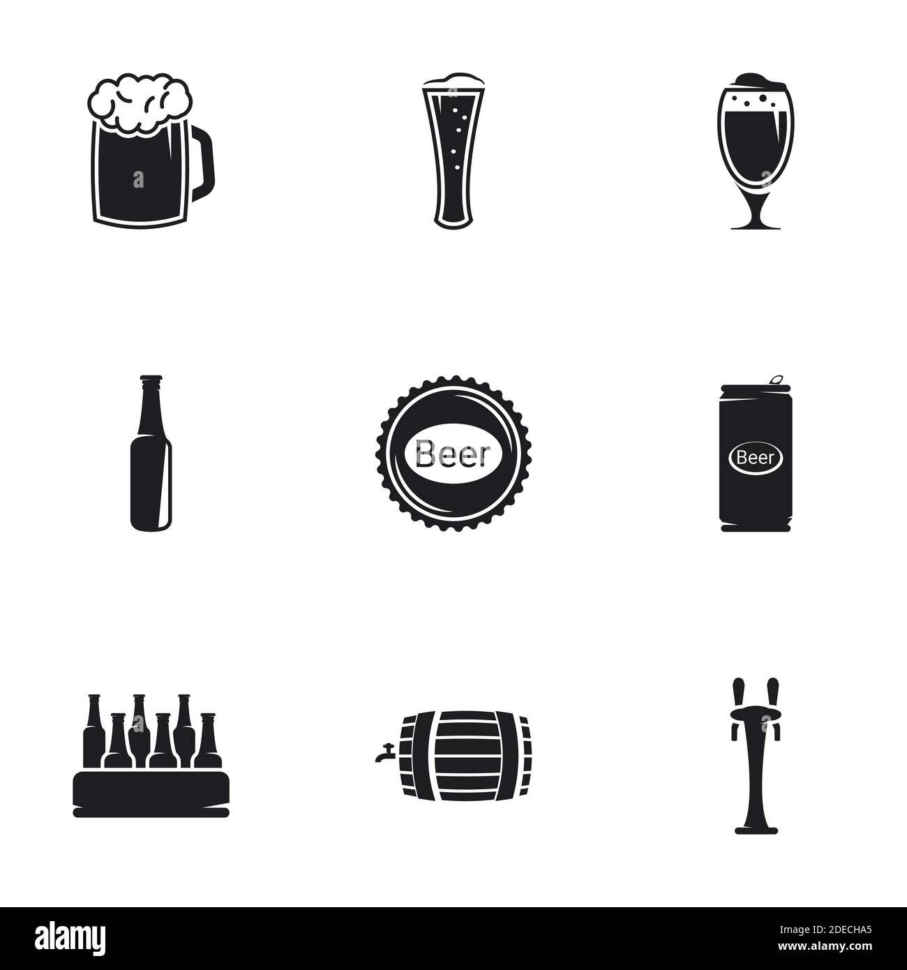 Icons for theme beer. White background Stock Vector