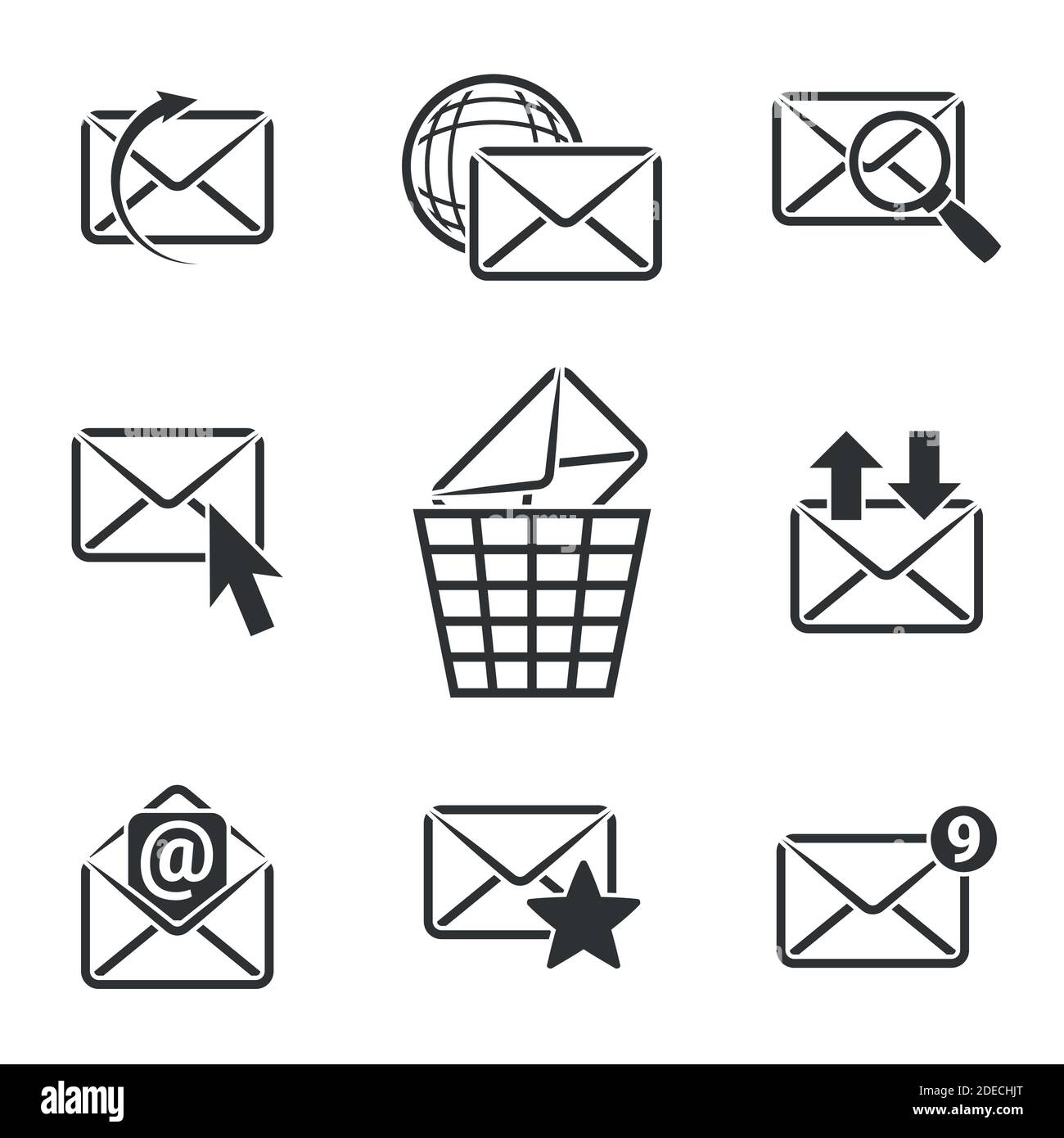 Icons for theme Communication and email. White background Stock Vector