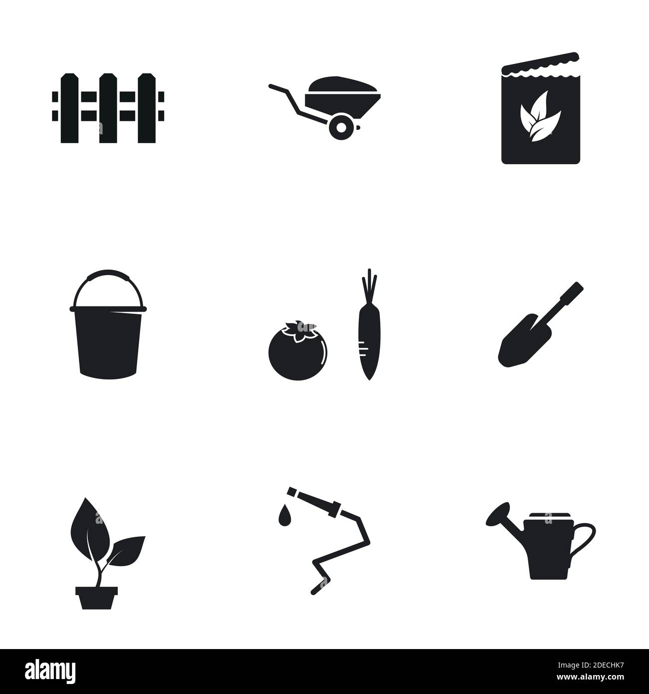 Icons for theme Gardening. White background Stock Vector