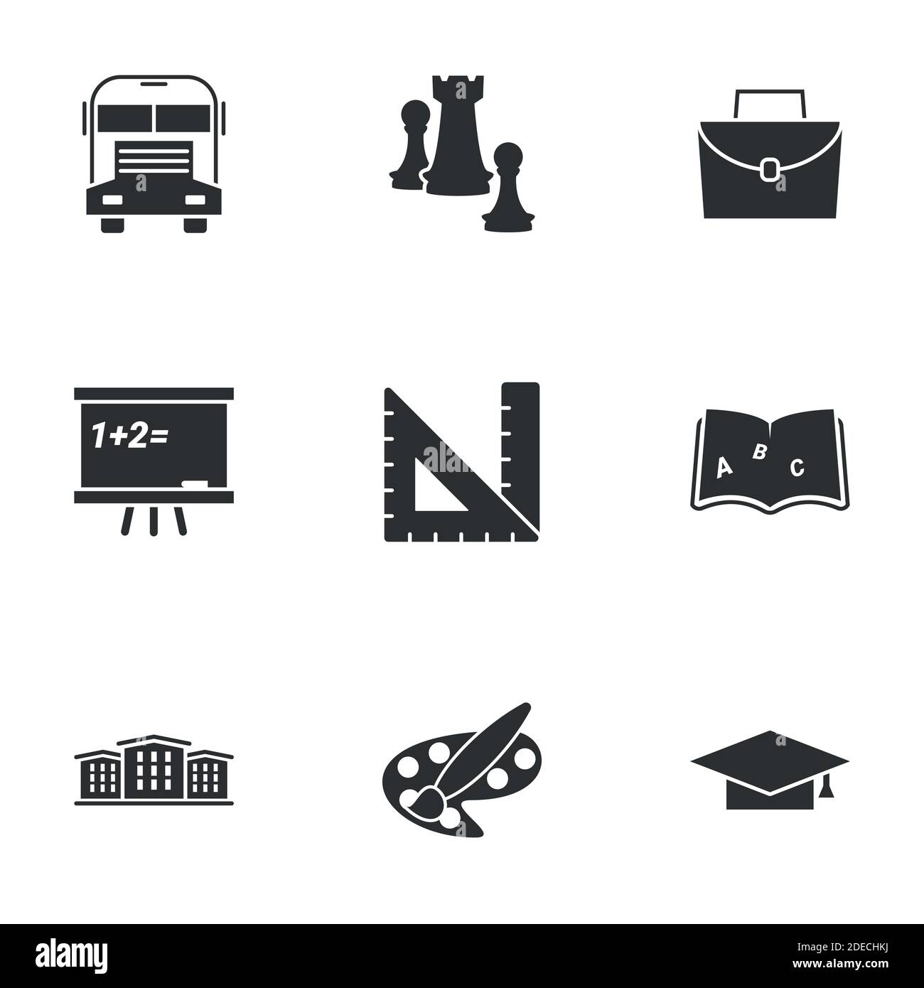 Icons for theme Education and study.White background Stock Vector