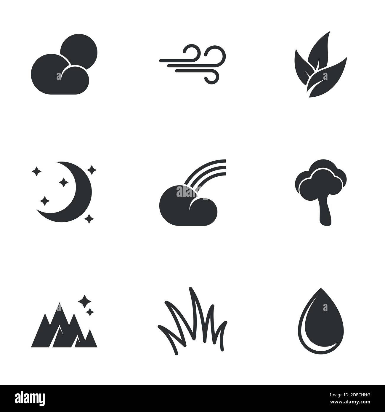 Icons for theme weather,nature. White background Stock Vector