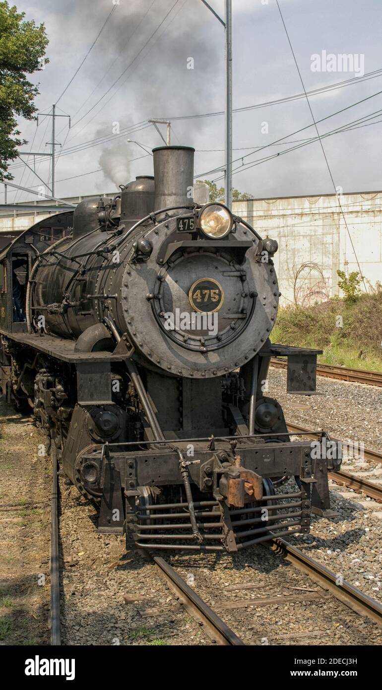 Two antique steam from the Pennsylvania Railroad. No. 3750