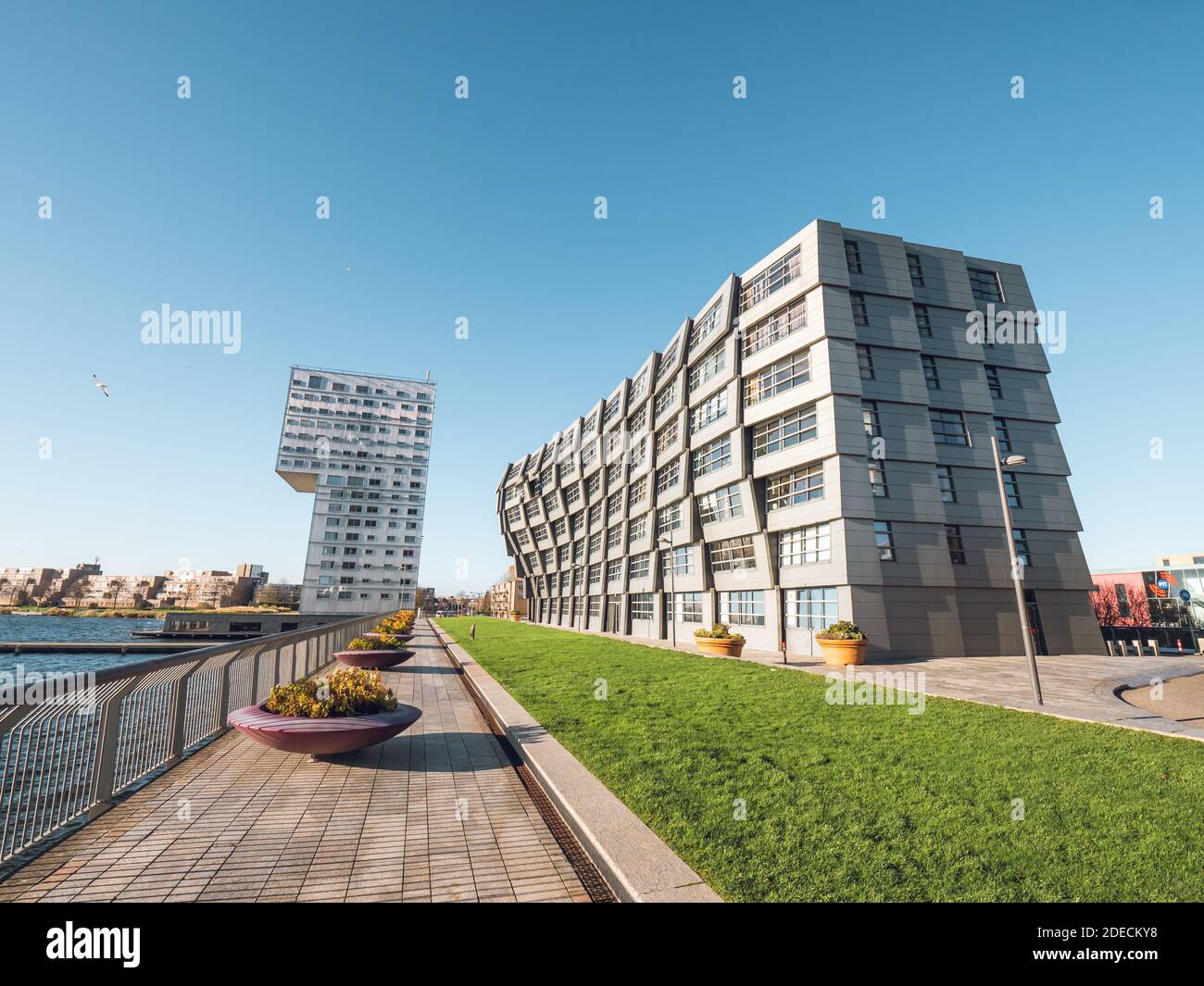 Modern appartement buildings in the center of Almere city in The ...