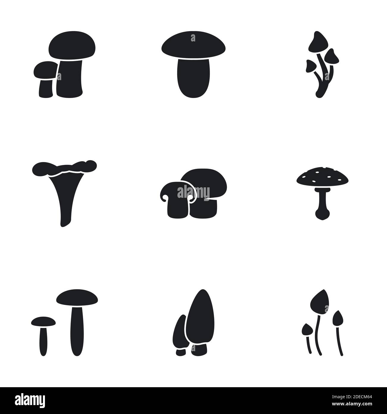 Icons for theme Mushroom. White background Stock Vector