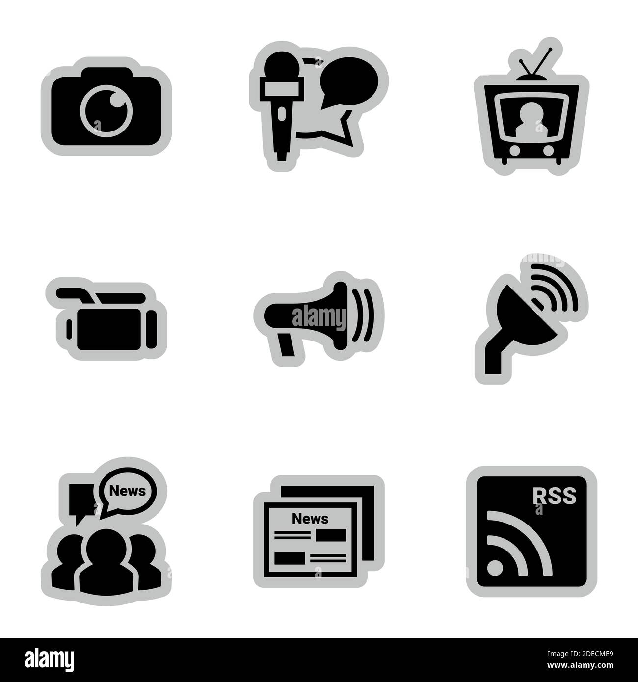 Icons for theme News, mass media, vector, icon, set. White background Stock Vector