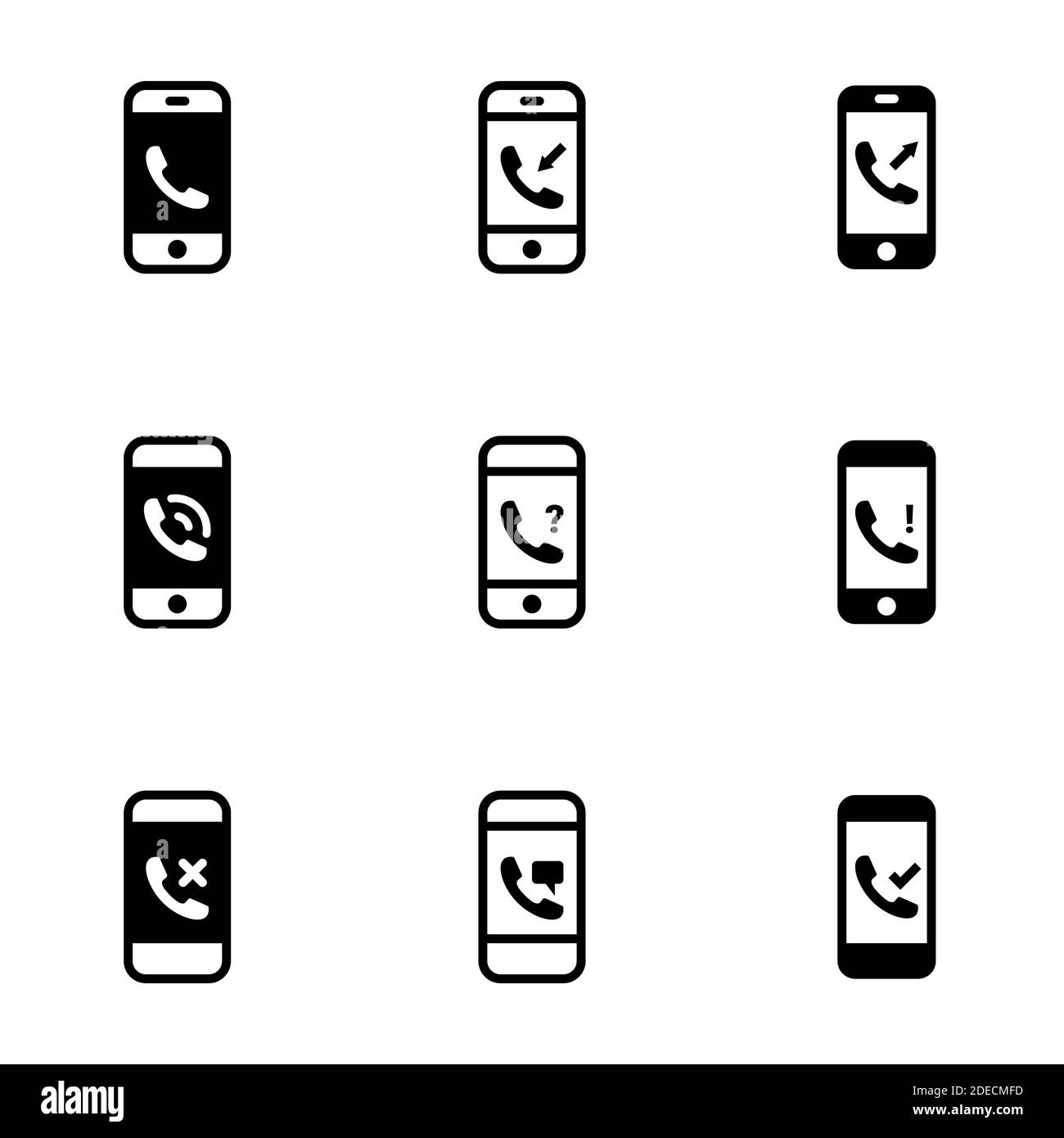 Icons for theme Phone, smartphone , vector, icon, set. White background Stock Vector