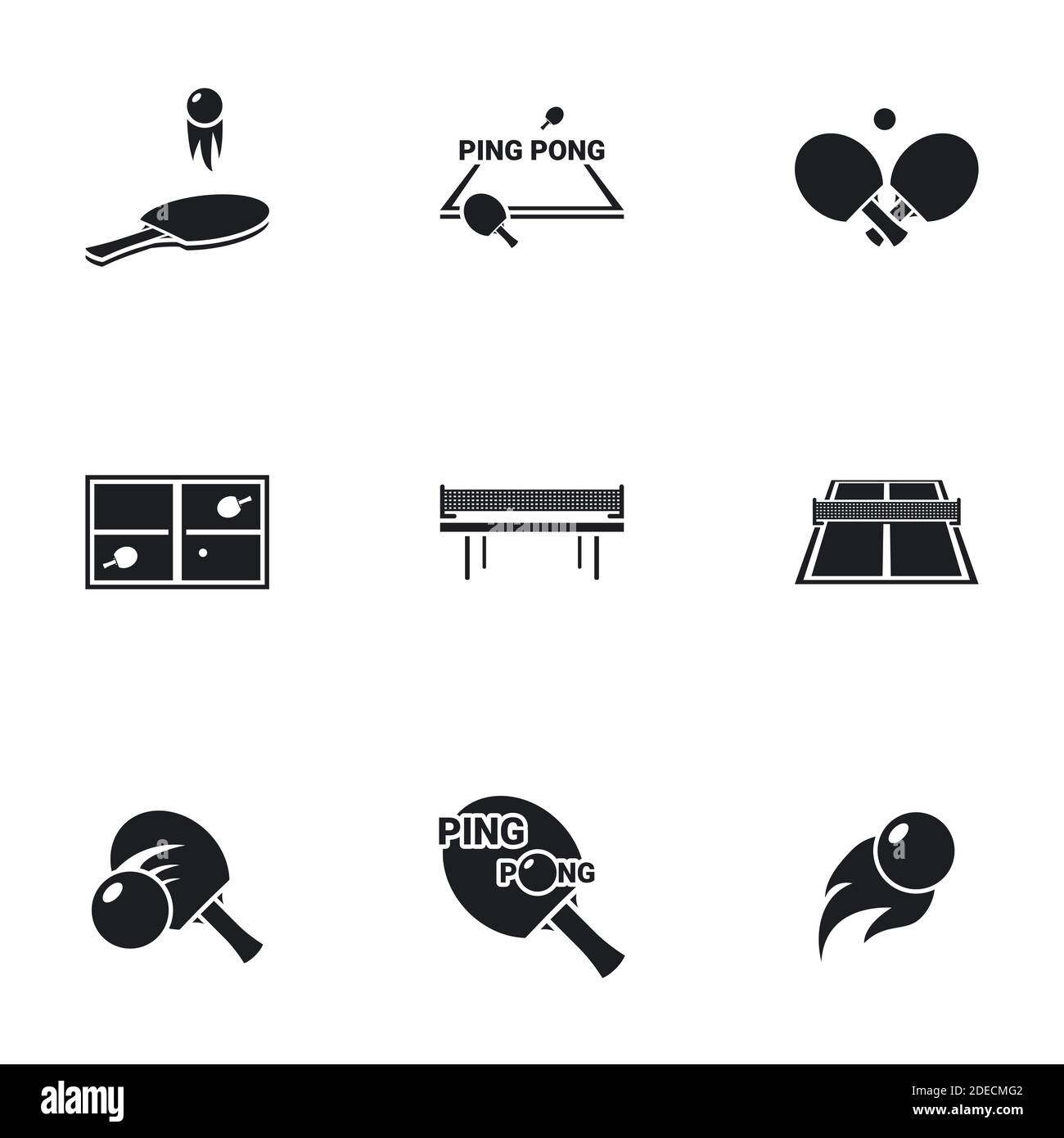 Icons for theme Ping pong , vector, icon, set. White background Stock Vector