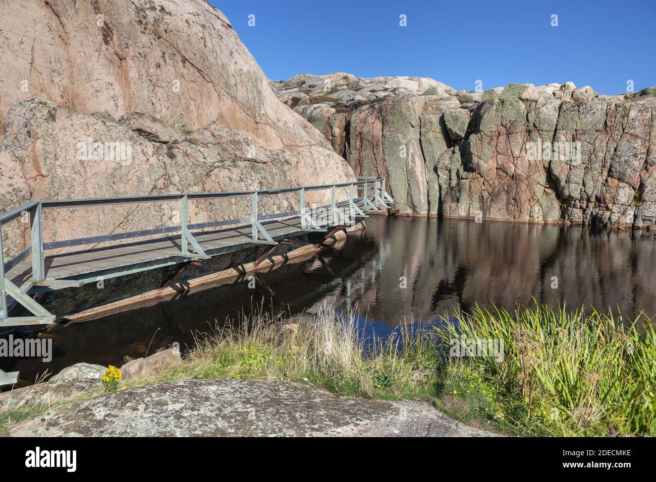 geography / travel, Sweden, Bohuslaen, Smoegen, way through the rocks, west coast Sweden, Vaestra Goet, Additional-Rights-Clearance-Info-Not-Available Stock Photo