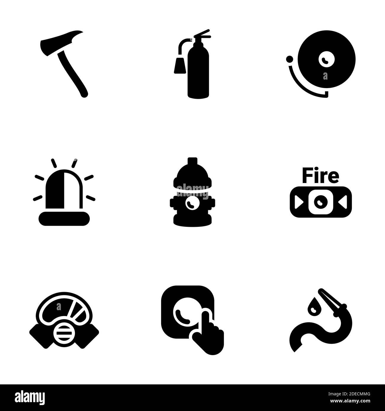 Icons for theme Fire Department , vector, icon, set. White background Stock Vector