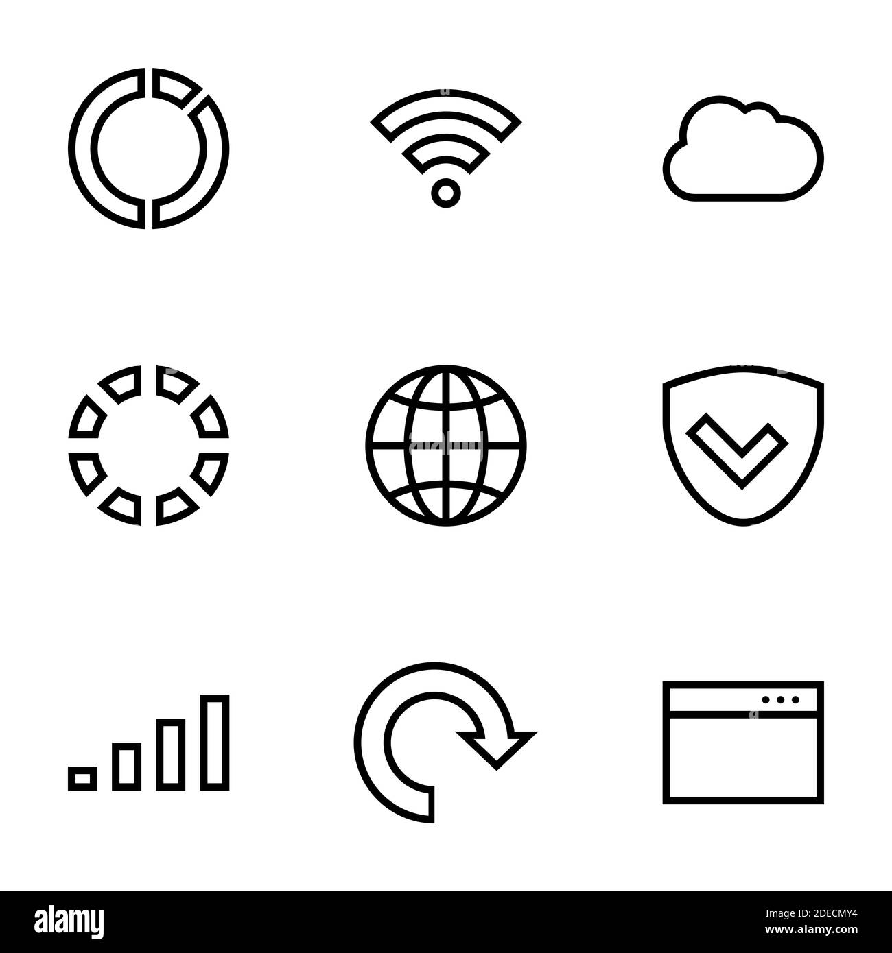 Set of simple icons on a theme Web, internet, communication, linear , vector, set. White background Stock Vector